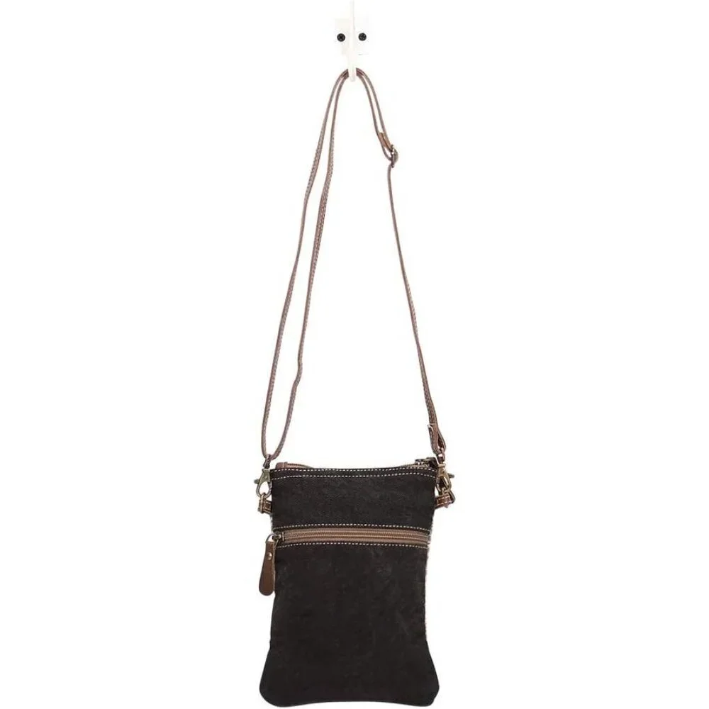 Women’s Leafy Upcycled Canvas Leather Crossbody Bag Small Stylish